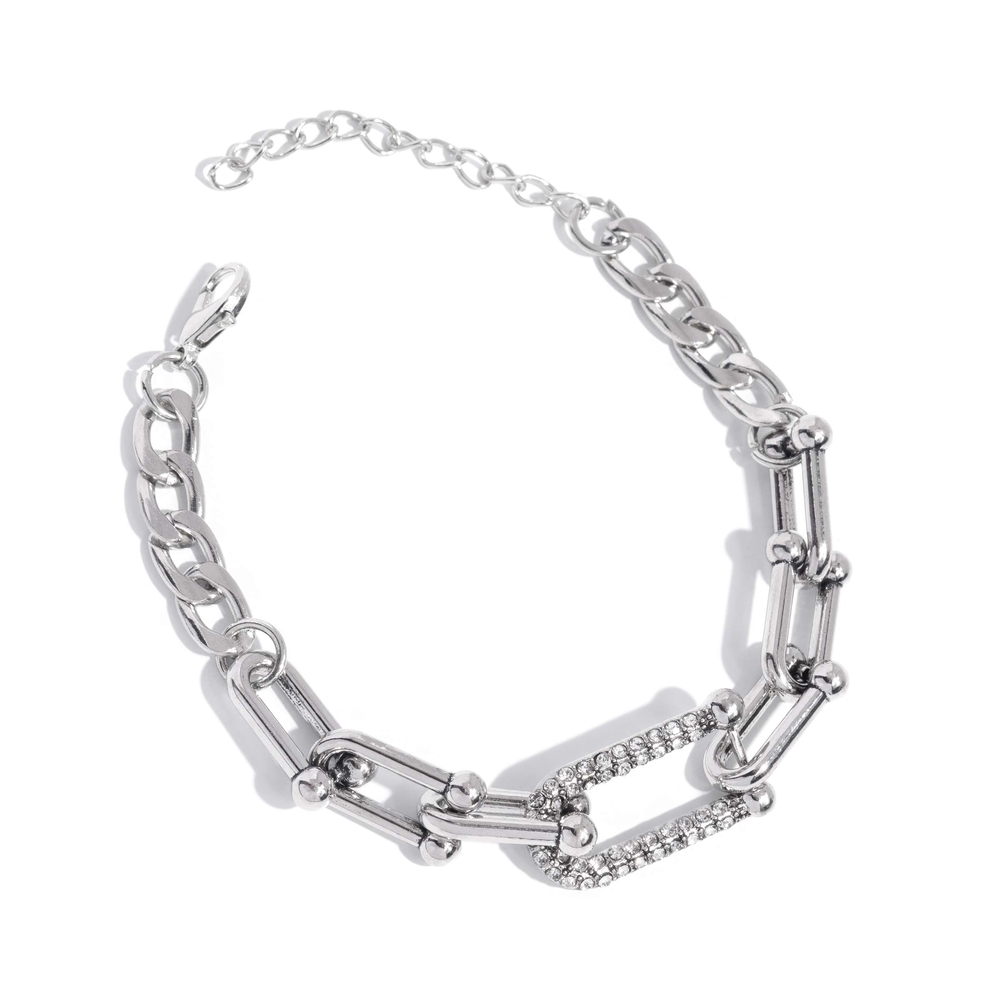 Elegant Silver Chain Bracelet Boosted Bling White Bracelet Link Fashion Jewelry